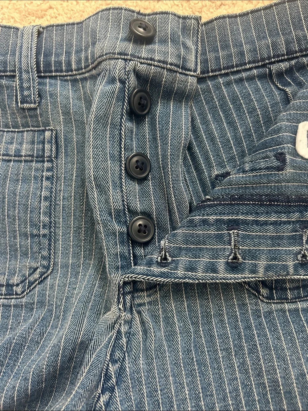 J. Crew Blue Pinstripe Denim-Style Cotton Shorts